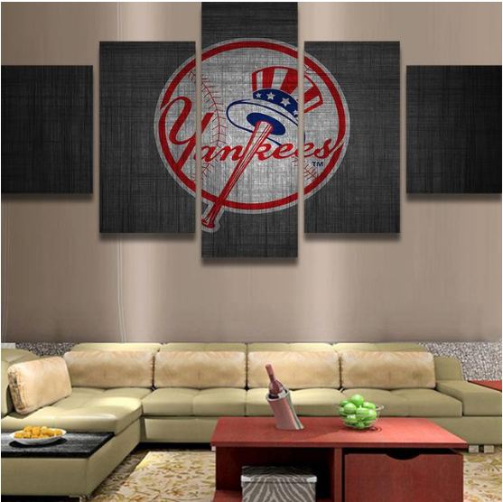 New York Yankee Baseball - Sport 5 Panel Canvas Art Wall Decor New York Yankee Baseball - Sport 5 Panel Canvas Art Wall Decor