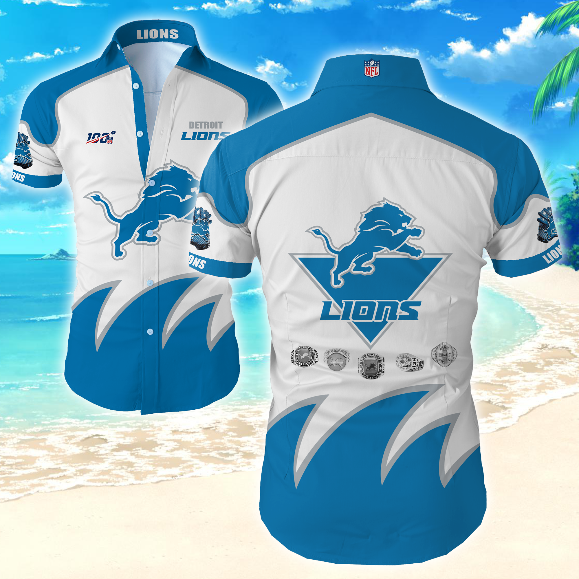 Nfl Detroit Lions Hawaiian Shirt Summer Button Up Nfl Detroit Lions Hawaiian Shirt Summer Button Up