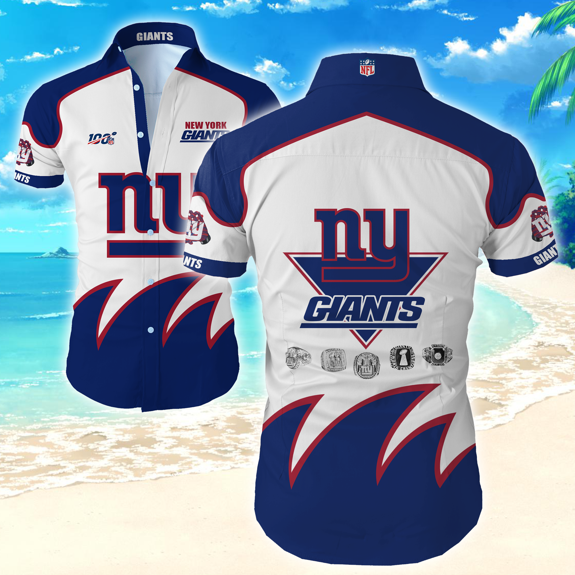 Nfl New York Giants Hawaiian Shirt Summer Button Up Nfl New York Giants Hawaiian Shirt Summer Button Up