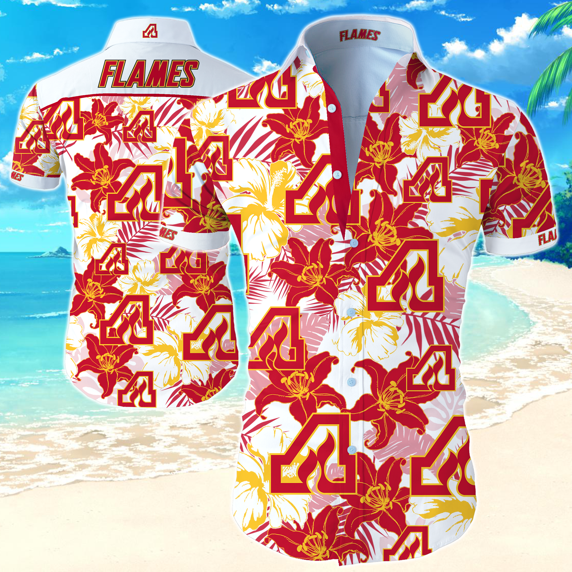 Nhl Atlanta Flames Hawaiian Shirt Summer Button Up Nhl Atlanta Flames Hawaiian Shirt Summer Button Up