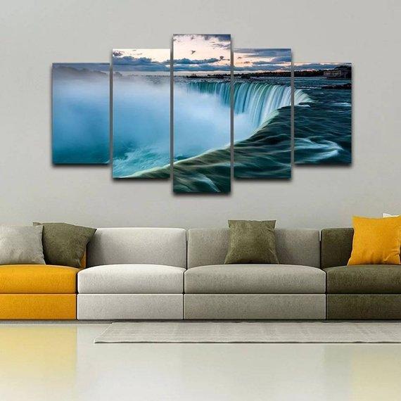 Niagara Falls Waterfalls - Nature 5 Panel Canvas Art Wall Decor Niagara Falls Waterfalls - Nature 5 Panel Canvas Art Wall Decor