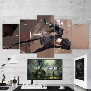 Nier Automata Yorha 2B 04 - Gaming 5 Panel Canvas Art Wall Decor