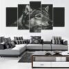 Night Wolf 5 - Animal 5 Panel Canvas Art Wall Decor