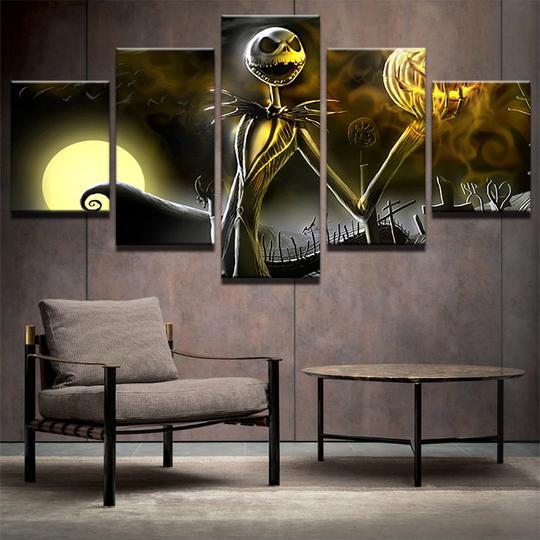 Nightmare Before Christmas Jack Skellington - Cartoon 5 Panel Canvas Art Wall Decor Nightmare Before Christmas Jack Skellington - Cartoon 5 Panel Canvas Art Wall Decor