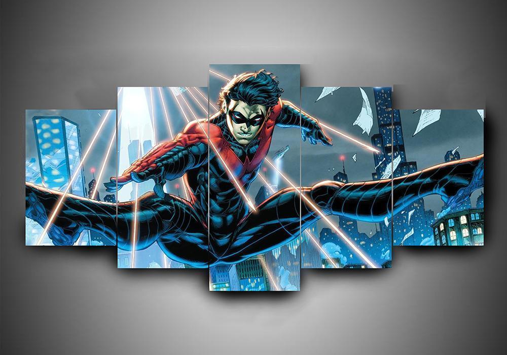 Nightwing 2 - Dc 5 Panel Canvas Art Wall Decor Nightwing 2 - Dc 5 Panel Canvas Art Wall Decor