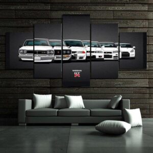 Nissa Skyline Gtr Car - Automative 5 Panel Canvas Art Wall Decor