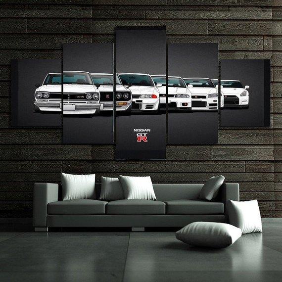 Nissa Skyline Gtr Car - Automative 5 Panel Canvas Art Wall Decor Nissa Skyline Gtr Car - Automative 5 Panel Canvas Art Wall Decor