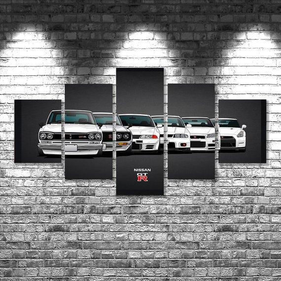 Nissan Gtr 03 - Automative 5 Panel Canvas Art Wall Decor Nissan Gtr 03 - Automative 5 Panel Canvas Art Wall Decor
