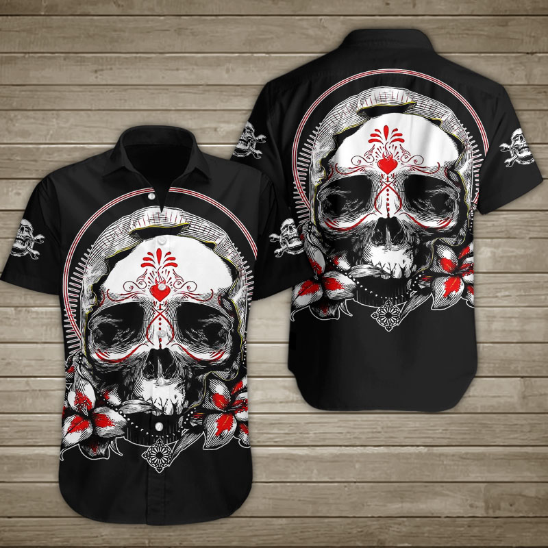 Nuns Skull With Red Butterfly Wing Hawaiian Shirt Summer Button Up Nuns Skull With Red Butterfly Wing Hawaiian Shirt Summer Button Up