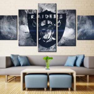 Oakland Raiders Modern Abstract Football - Sport 5 Panel Canvas Art Wall Decor