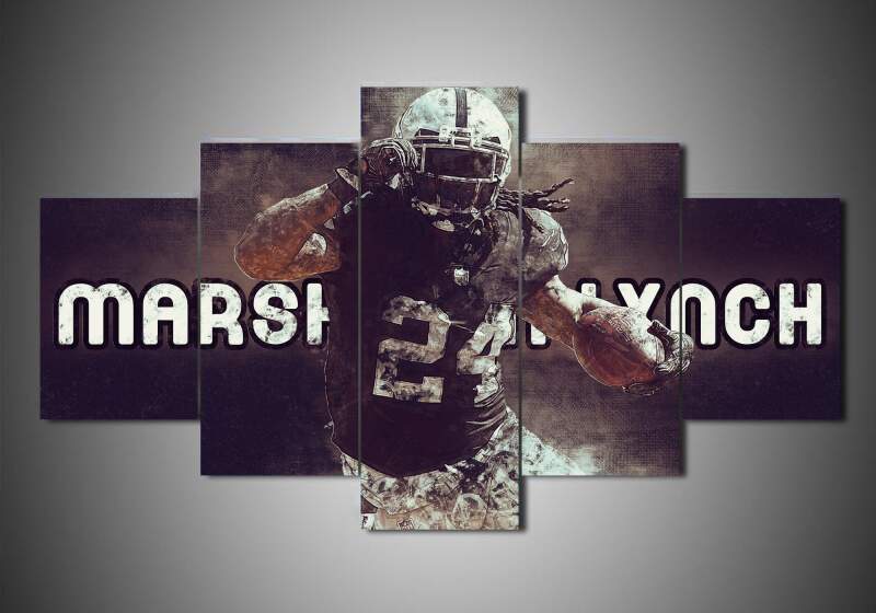 Oakland Raiders - Marshawn Lynch - Sport 5 Panel Canvas Art Wall Decor Oakland Raiders - Marshawn Lynch - Sport 5 Panel Canvas Art Wall Decor