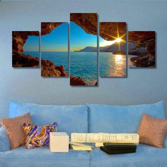 Ocean At Seasun 01 - Space 5 Panel Canvas Art Wall Decor Ocean At Seasun 01 - Space 5 Panel Canvas Art Wall Decor