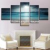 Ocean Wave In Sunset - Nature 5 Panel Canvas Art Wall Decor