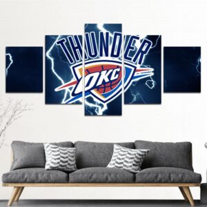 Okc Thunder Basketball - Sport 5 Panel Canvas Art Wall Decor