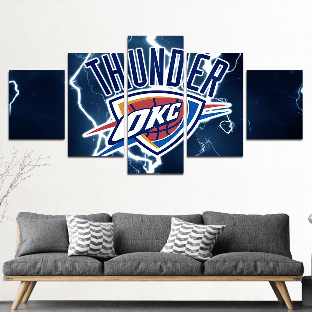 Okc Thunder Basketball - Sport 5 Panel Canvas Art Wall Decor Okc Thunder Basketball - Sport 5 Panel Canvas Art Wall Decor