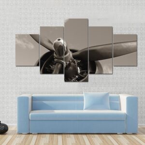 Old Airplane Propeller - Automative 5 Panel Canvas Art Wall Decor