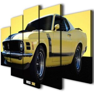 Old American Muscle Cars Ford Mustang Boss 302 - Automative 5 Panel Canvas Art Wall Decor
