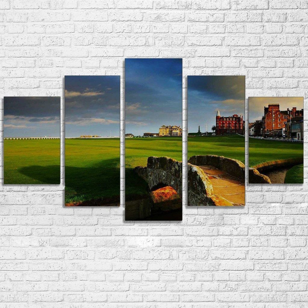Old Course At St Andrews- Nature 5 Panel Canvas Art Wall Decor Old Course At St Andrews- Nature 5 Panel Canvas Art Wall Decor
