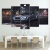On Ford Mustang Car In The Rain - Automative 5 Panel Canvas Art Wall Decor