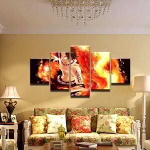 One Piece Ace Tattoo - Anime 5 Panel Canvas Art Wall Decor