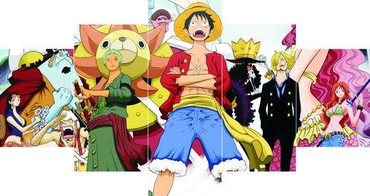 One Piece Monkey D. Luffy - Cartoon 5 Panel Canvas Art Wall Decor One Piece Monkey D. Luffy - Cartoon 5 Panel Canvas Art Wall Decor