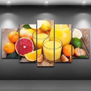 Orange Juice 02 - Nature 5 Panel Canvas Art Wall Decor