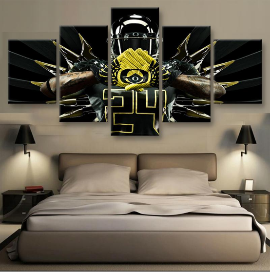 Oregon Ducks Combat American Football - Sport 5 Panel Canvas Art Wall Decor Oregon Ducks Combat American Football - Sport 5 Panel Canvas Art Wall Decor
