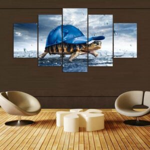 Ornate Box Turtle Wearing Ball Cap - Animal 5 Panel Canvas Art Wall Decor