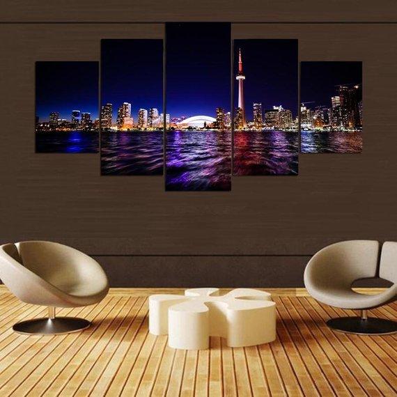 Oronto City View 2 - Nature 5 Panel Canvas Art Wall Decor Oronto City View 2 - Nature 5 Panel Canvas Art Wall Decor