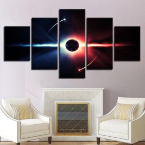 Outer Space Planet 1 - Space 5 Panel Canvas Art Wall Decor