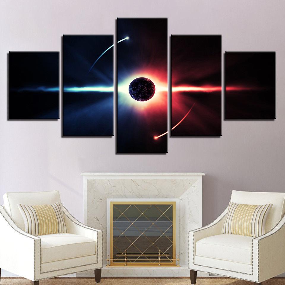Outer Space Planet 1 - Space 5 Panel Canvas Art Wall Decor Outer Space Planet 1 - Space 5 Panel Canvas Art Wall Decor