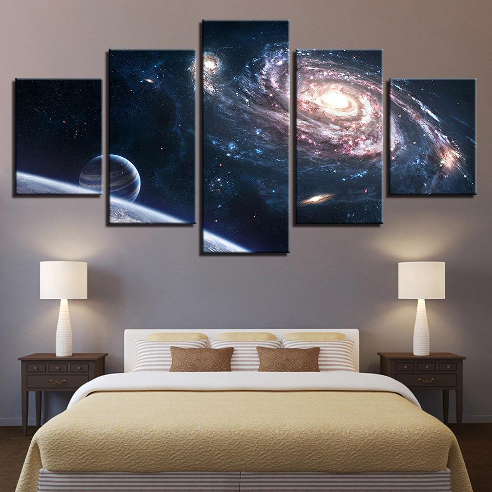 Outer Space Planet Starry Sky - Space 5 Panel Canvas Art Wall Decor Outer Space Planet Starry Sky - Space 5 Panel Canvas Art Wall Decor