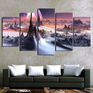 Outer Space Universe Planet Star - Space Universe 5 Panel Canvas Art Wall Decor