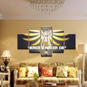 Overwatch Heroes Never Die - Gaming 5 Panel Canvas Art Wall Decor