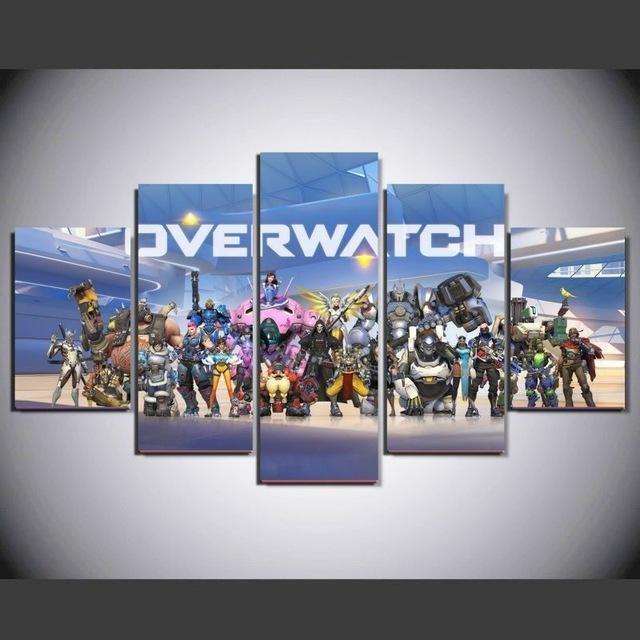 Overwatch Team Shooting - Gaming 5 Panel Canvas Art Wall Decor Overwatch Team Shooting - Gaming 5 Panel Canvas Art Wall Decor