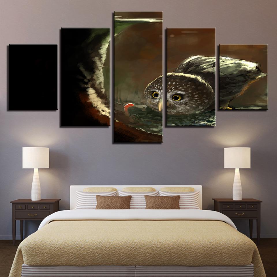 Owl Night 01 - Animal 5 Panel Canvas Art Wall Decor Owl Night 01 - Animal 5 Panel Canvas Art Wall Decor