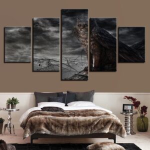 Owl Night - Animal 5 Panel Canvas Art Wall Decor