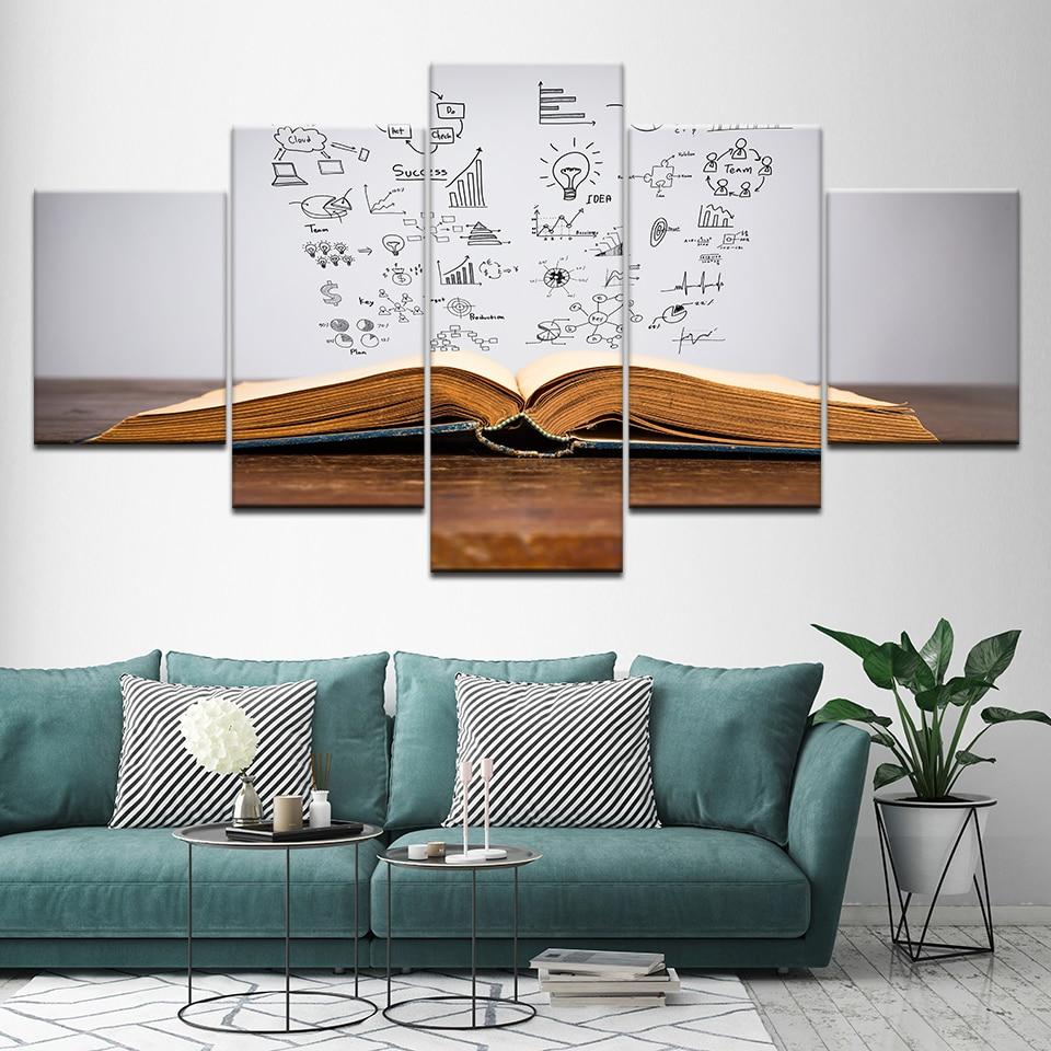 Pages Book - Abstract 5 Panel Canvas Art Wall Decor Pages Book - Abstract 5 Panel Canvas Art Wall Decor