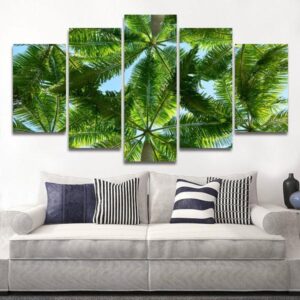 Palm Tree Landscape Beach Modular - Nature 5 Panel Canvas Art Wall Decor