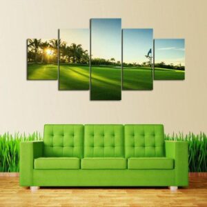 Palms On Hole 9 - Sport 5 Panel Canvas Art Wall Decor
