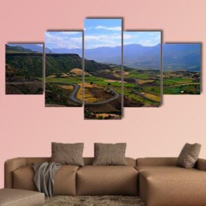 Panorama Of Semien Mountains - Nature 5 Panel Canvas Art Wall Decor