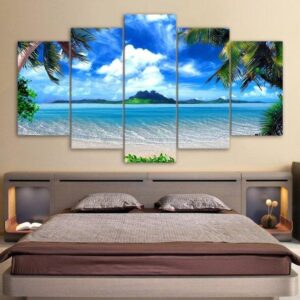 Paradise Beach - Space 5 Panel Canvas Art Wall Decor