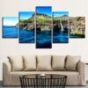 Paradise Is An Island Alpine Waterfall - Space 5 Panel Canvas Art Wall Decor