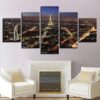 Paris At Night - Nature 5 Panel Canvas Art Wall Decor