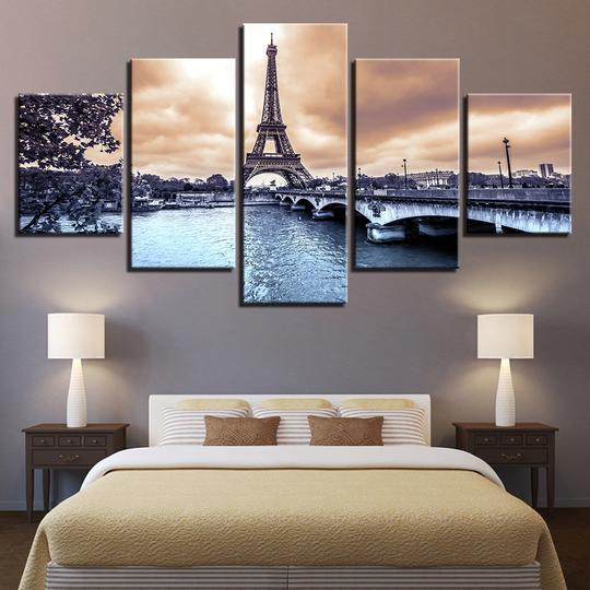 Paris Eiffel Tower - Nature 5 Panel Canvas Art Wall Decor Paris Eiffel Tower - Nature 5 Panel Canvas Art Wall Decor