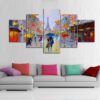 Paris Rain - Abstrcat 5 Panel Canvas Art Wall Decor
