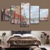 Paris Tower Bridge - Nature 5 Panel Canvas Art Wall Decor