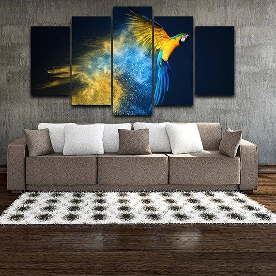 Parrot 4 - Abstract 5 Panel Canvas Art Wall Decor Parrot 4 - Abstract 5 Panel Canvas Art Wall Decor