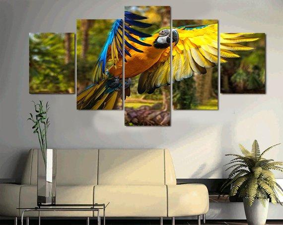 Parrot 5 - Animal 5 Panel Canvas Art Wall Decor Parrot 5 - Animal 5 Panel Canvas Art Wall Decor