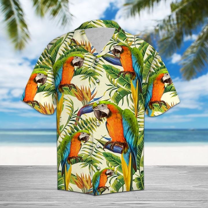 Parrot Banana Palm Hawaiian Shirt Summer Button Up Parrot Banana Palm Hawaiian Shirt Summer Button Up